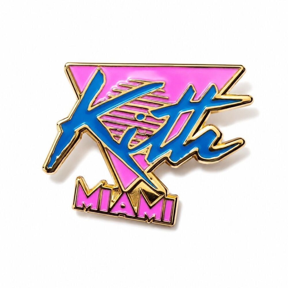 Kith Miami Store Exclusive Premium Enamel Pin Pink Blue Gold Logo NWT Rare